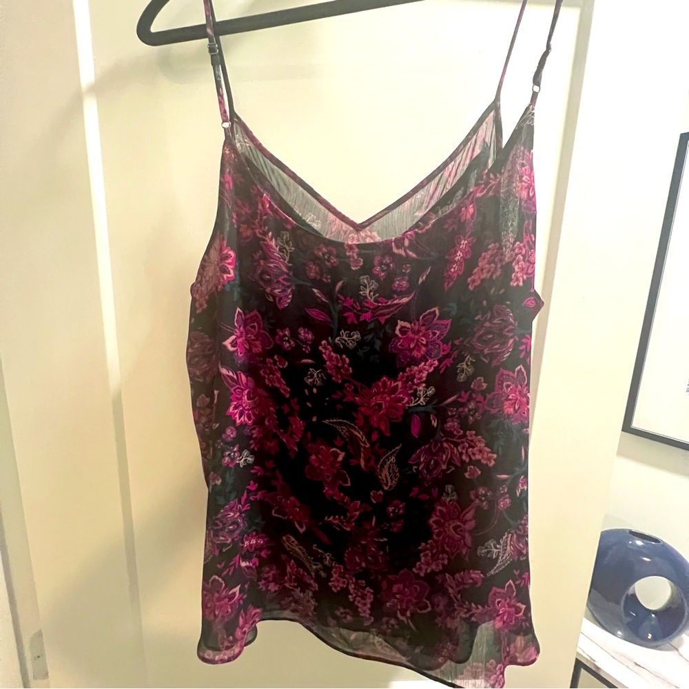 1.State floral camisole lined, slightly sheer in Very Good condition